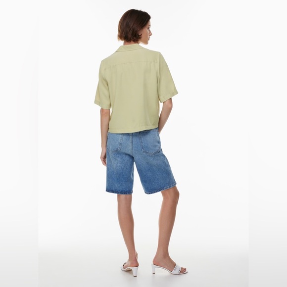 EUC Y2K First Issue Liz Claiborne Cropped Ramie Blend Button Down Shirt - Picture 2 of 11